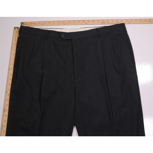 Brooks Brothers Madison Solid Gray Pleated Wool Dress Pants Trousers 44x32 - Picture 4 of 8